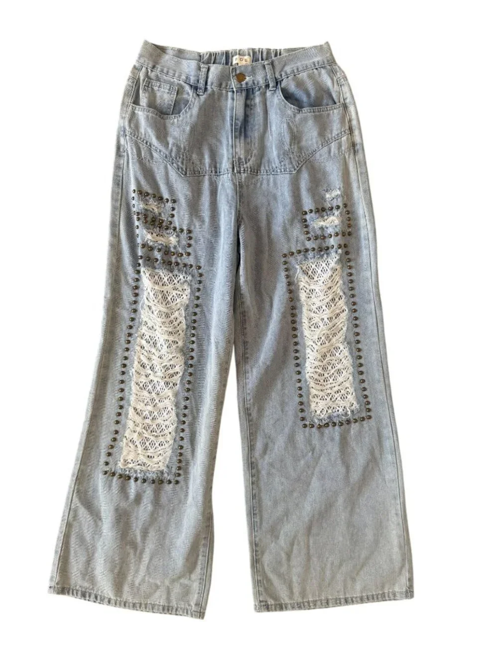POL Denim Lace Wide Leg Jeans Size Small Womens - Picture 7 of 7